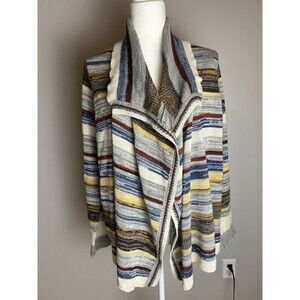 AVENUE Waterfall Open Front Cardigan Multicolor Striped Size 14/16
